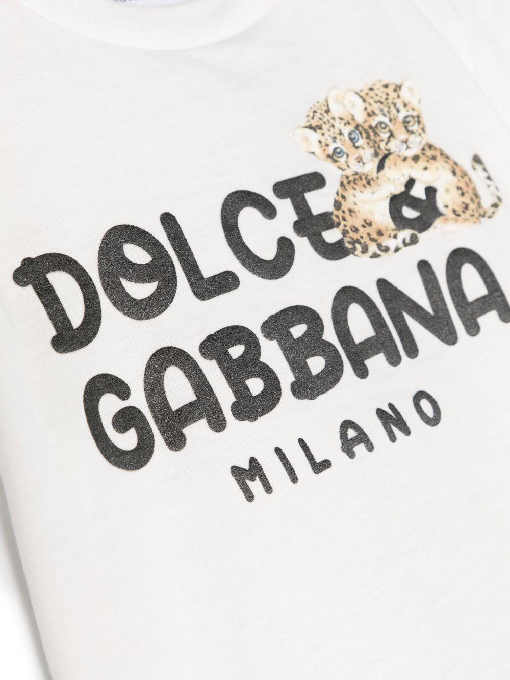 T-shirt per neonato Dolce & Gabbana Kids bianco con stampa L1JTEY G7MKA W0111 DOLCE & GABBANA KIDS 