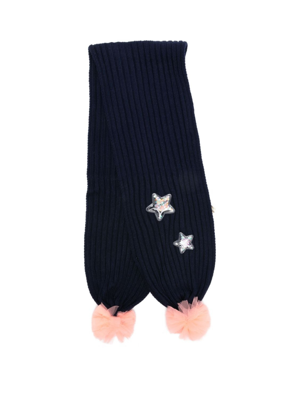 Sciarpa a coste per bambina Billieblush blu decorata  con stelle con logo U21523 85T BILLIEBLUSH 