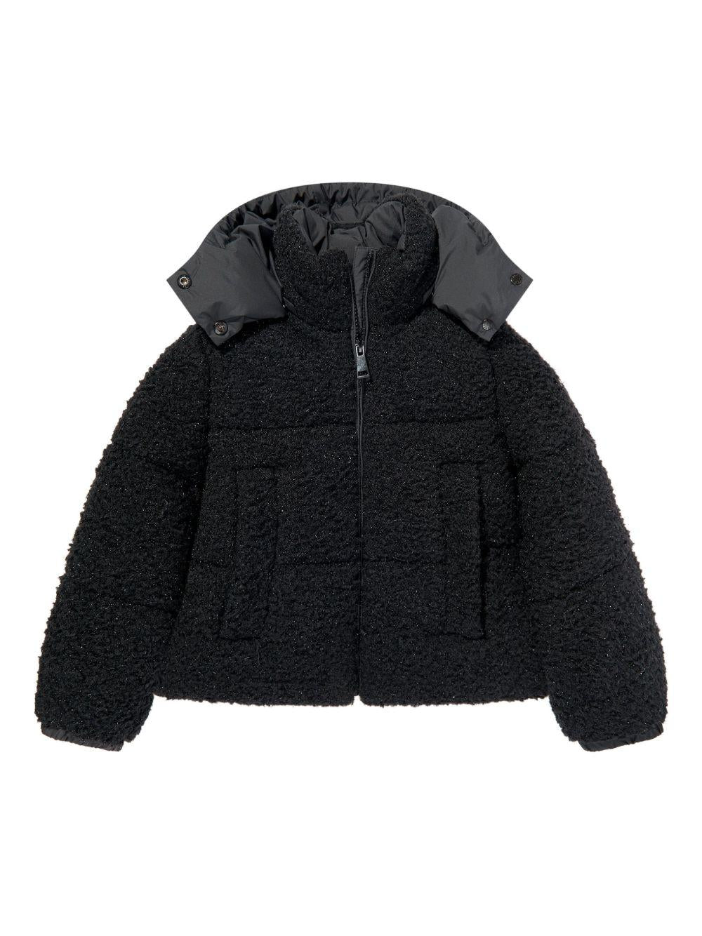 Giubbino per bambina Moncler Enfant nero con texture teddy K29541A0009389B68 999 MONCLER ENFANT 