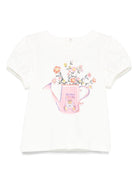 T-shirt Teddy Bear per neonato Moschino Kids bianco con girocollo MIM02BLBA10 10063 MOSCHINO KIDS 