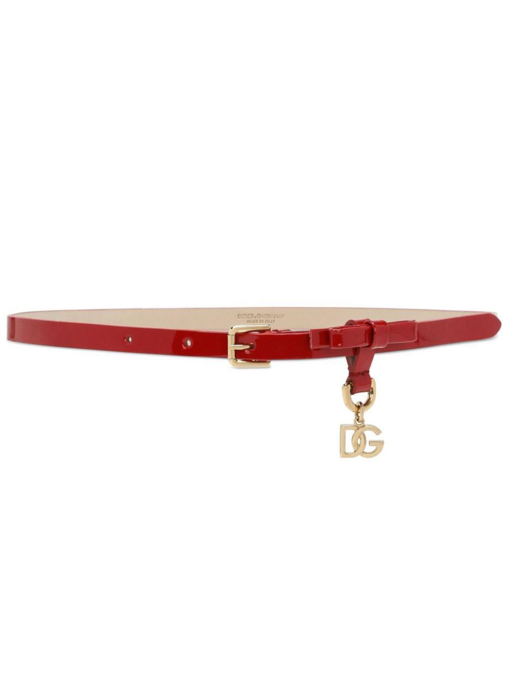 Cintura per bambina Dolce & Gabbana Kids rosso con placca logo oro EE0067 A1471 87124 DOLCE & GABBANA KIDS 