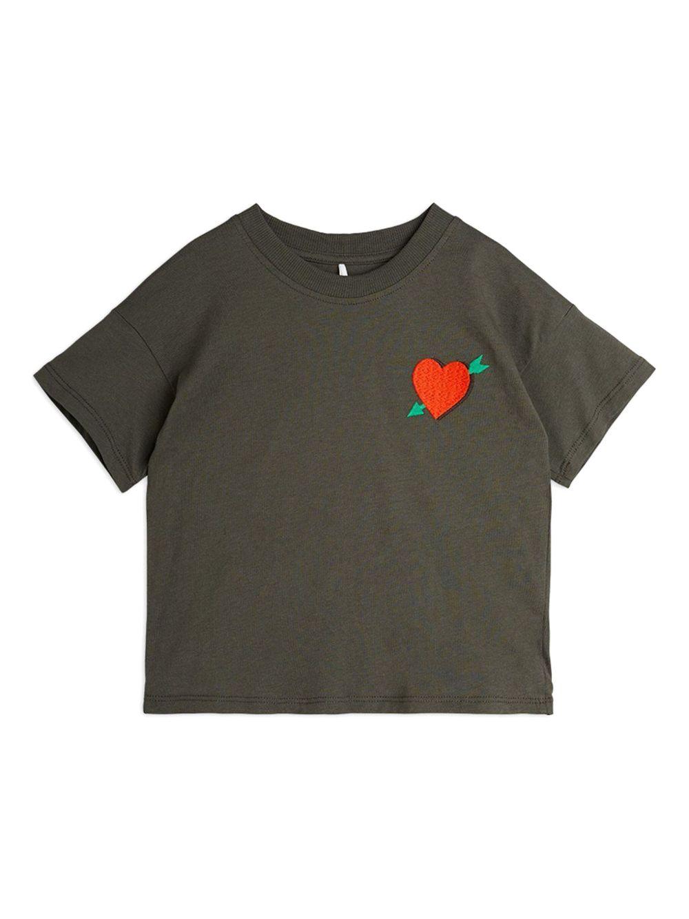 T-shirt per bambina Mini Rodini nero con applicazione a cuore 2522012499 BLACK MINI RODINI 