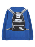 Felpa per bambino Marc Jacobs Kids blu con stampa grafica zaino W60698 872 THE MARC JACOBS KIDS 