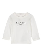 T-shirt con logo per neonato Balmain Kids bianco con orlo dritto BV8500 Z0057 102NE BALMAIN KIDS 