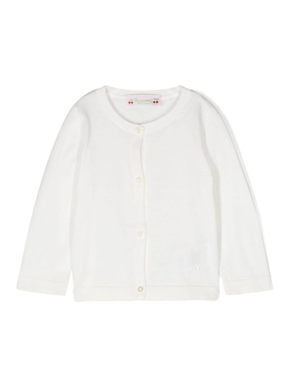 Cardigan per neonata Bonpoint bianco con logo ricamato PEBDA2557CA 102 BONPOINT 