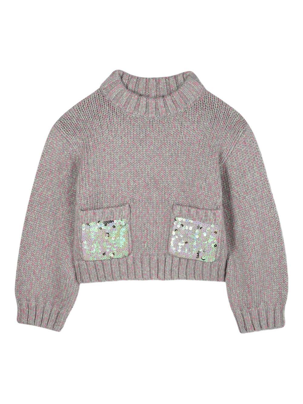 Maglione crop per bambina Billieblush grigio con maniche a palloncino U21377 01E BILLIEBLUSH 