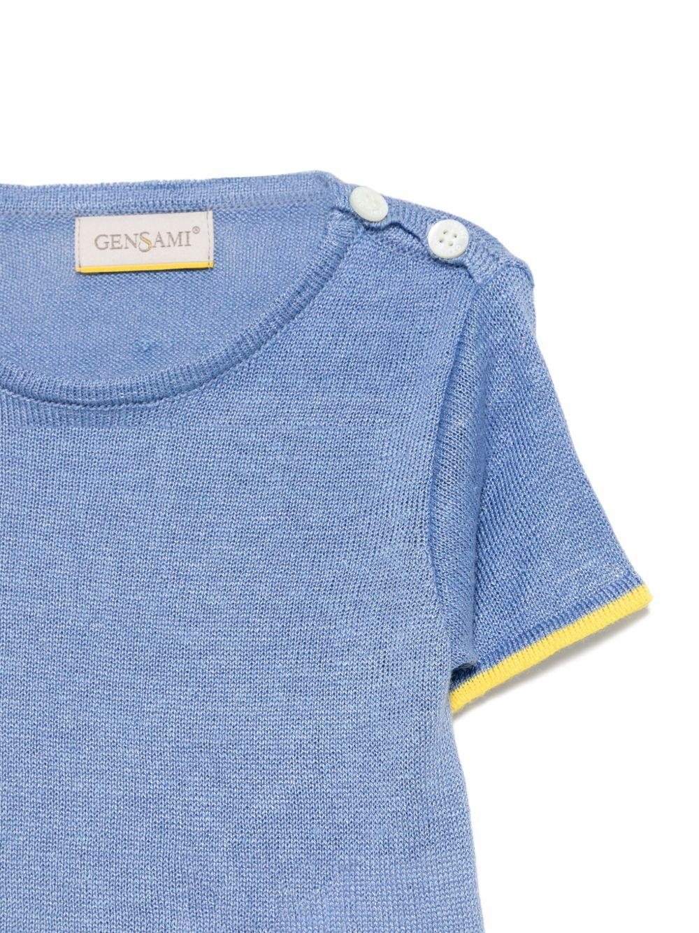 T-shirt per neonata Gensami kids azzurro in maglia GIR01-B-SOFT OCEAN BLUE GENSAMI 