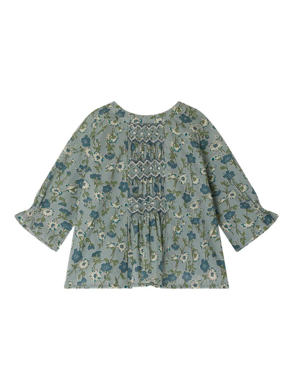 Blusa per neonata Bonpoint Blissi verde con motivo a fiori W05XBLW00012 543 BONPOINT 