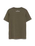 T-shirt con stampa per bambino Stone Island Junior verde con girocollo K1S162100010S0128 V0054 STONE ISLAND JUNIOR 