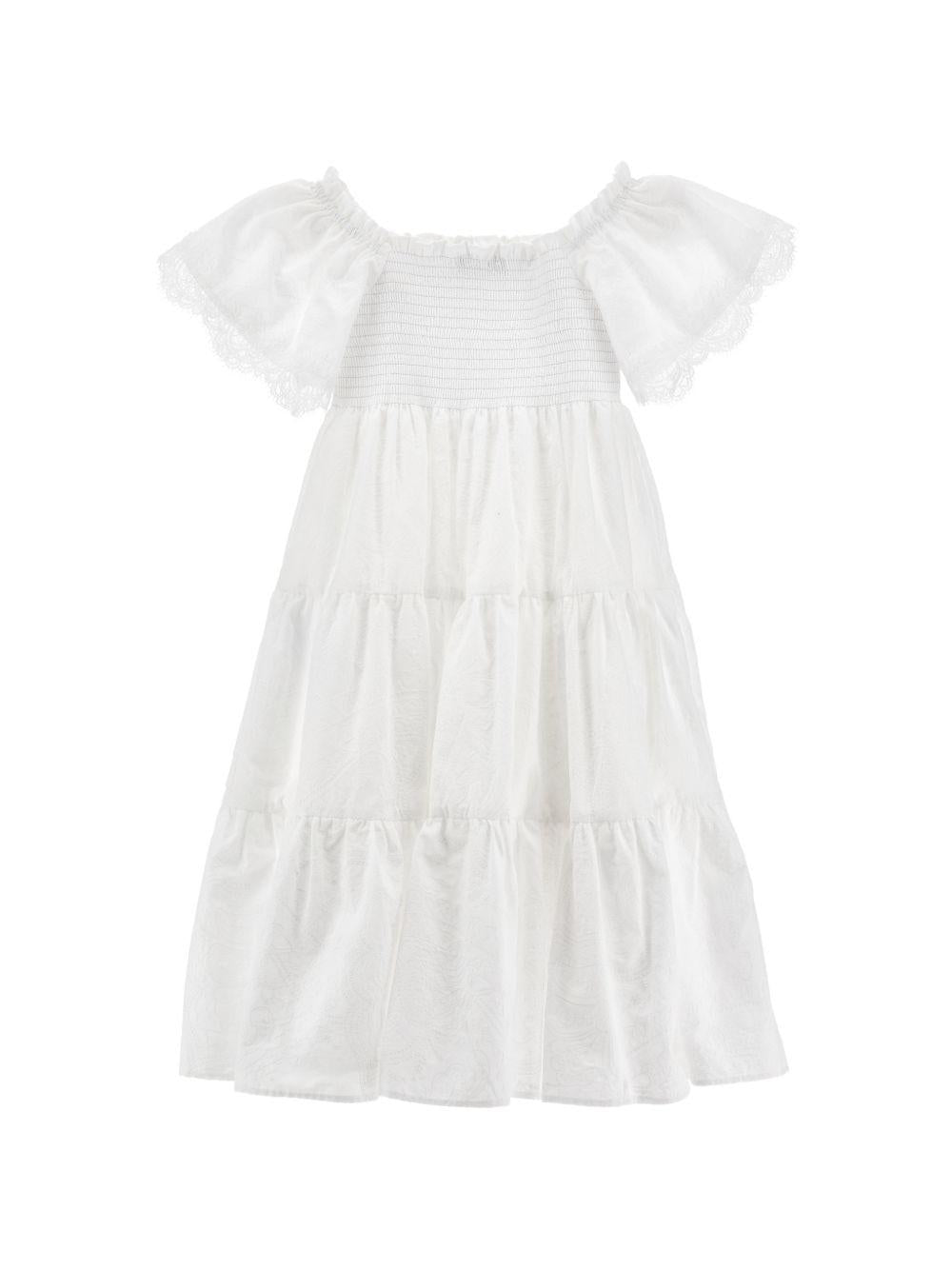 Abito midi per bambina Ermanno Scervino Junior bianco con design a balze Z1G905 7942 0099 ERMANNO SCERVINO JUNIOR 