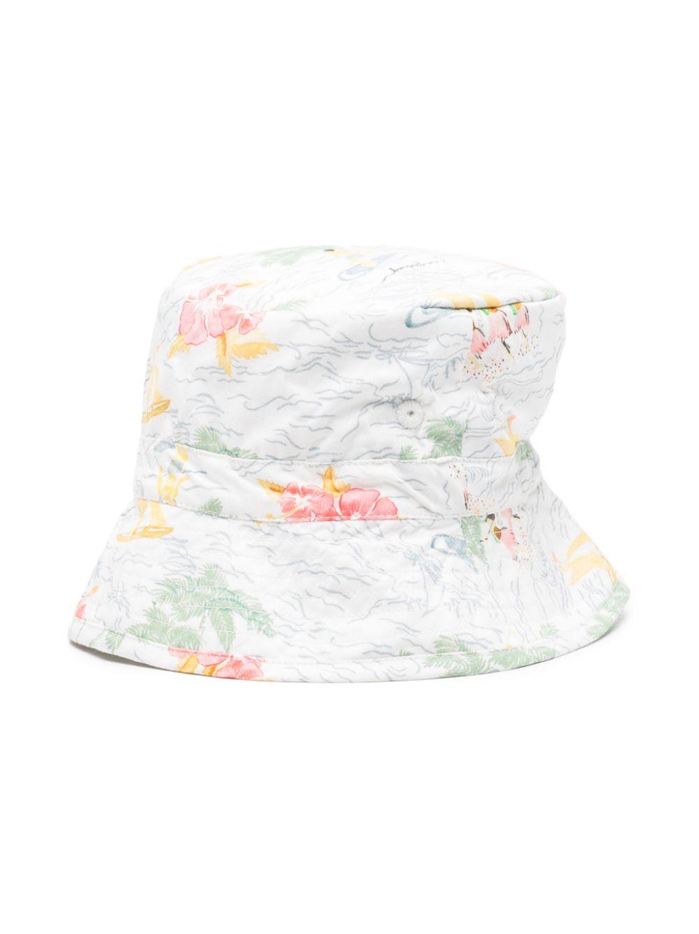 Cappello bucket per neonata Bonpoint Piob bianco con stampa grafica C05YACW00001 512 BONPOINT 