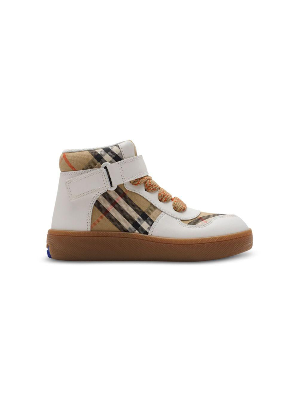 Sneakers alte per bambina Burberry Kids beige a quadri 8099971 B9368 BURBERRY KIDS 