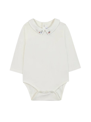 Tartine Et Chocolat white baby romper with embroidered detail