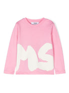 T-shirt rosa per bambina a maniche lunghe con stampa bianca MSGM maxi F4MSUNTH266 042 MSGM KIDS 