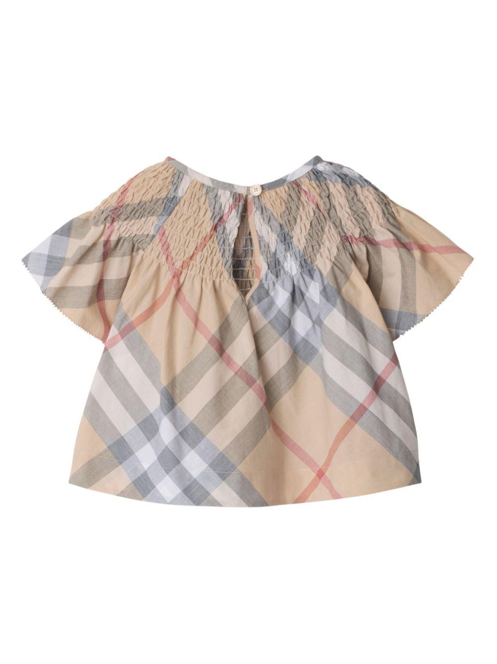 Top per neonata Burberry Kids beige con motivo a quadri 8100545 A2205 BURBERRY KIDS 