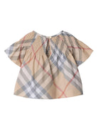 Top per neonata Burberry Kids beige con motivo a quadri 8100545 A2205 BURBERRY KIDS 