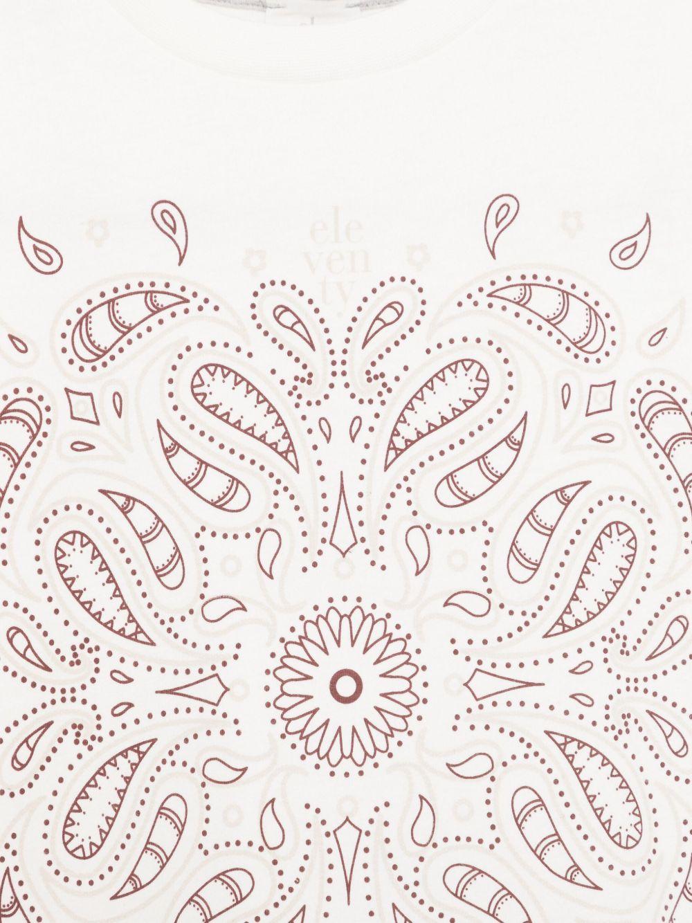 T-shirt con stampa paisley per bambino Eleventy Kids bianc con orlo dritto EW8P11 Z1292 101BD ELEVENTY KIDS 
