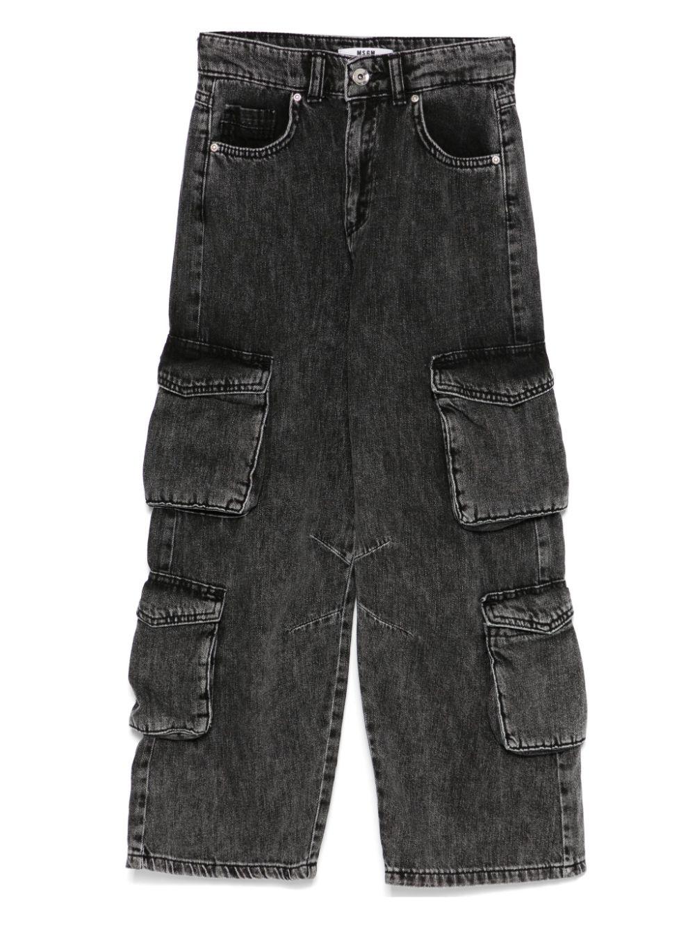 Jeans cargo per bambino MSGM Kids nero con tasche laterali F4MSJBDP091 110 MSGM KIDS 