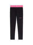 Leggins per bambina Off-White Kids neri con logo sul davanti OGCD003F25JER001 1032 OFF WHITE KIDS 