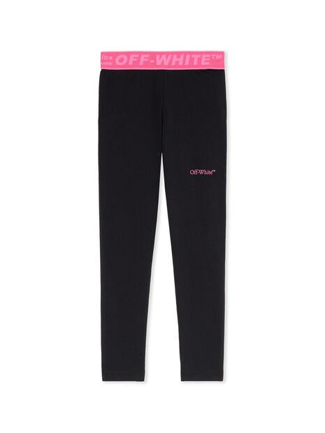 Leggins per bambina Off-White Kids neri con logo sul davanti OGCD003F25JER001 1032 OFF WHITE KIDS 