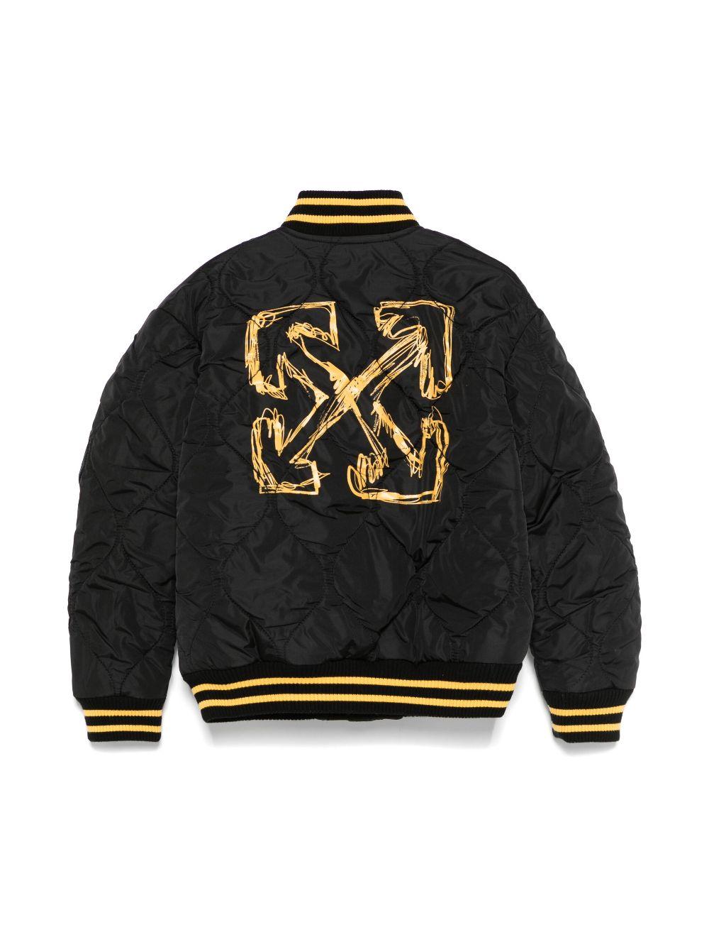 Varsity Arrow Sketch per bambino Off-White Kids nero con orlo e polsini a coste OBEH001S25FAB001 1018 OFF WHITE KIDS 