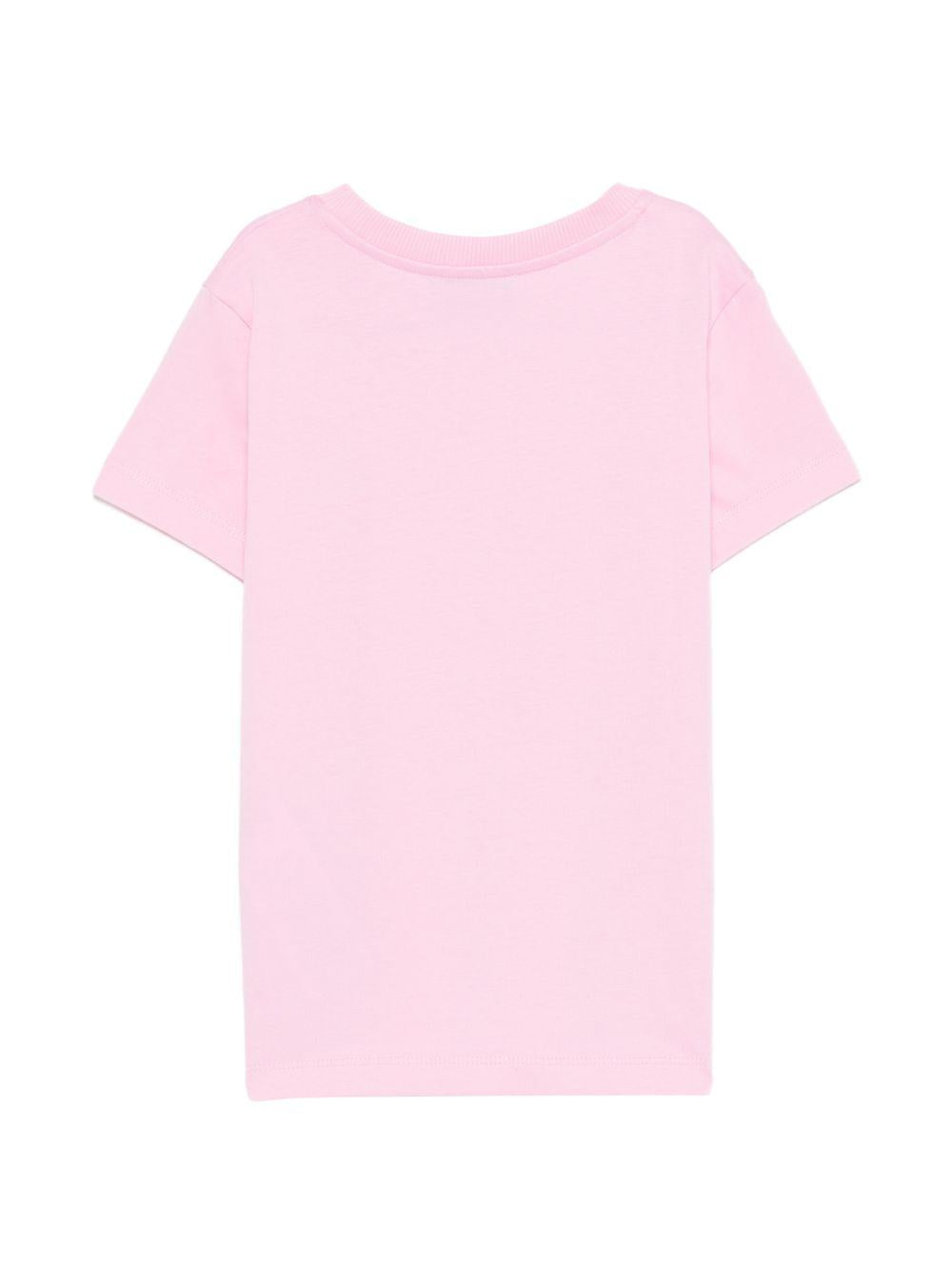 T-shirt per bambina Moschino Kids rosa con stampa Teddy sul davanti HWM058LAA01 51473 MOSCHINO KIDS 