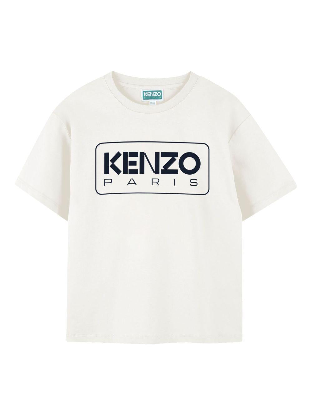 T-shirt per bambino Kenzo Kids bianco con logo sul davanti K61494 117 KENZO KIDS 