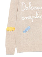 Maglione per bambina MC2 Saint Barth Kids beige con scritta ricamata sul davanti "Dolcemente complicata" PRC0001 00670I MC2 ST. BARTH KIDS 