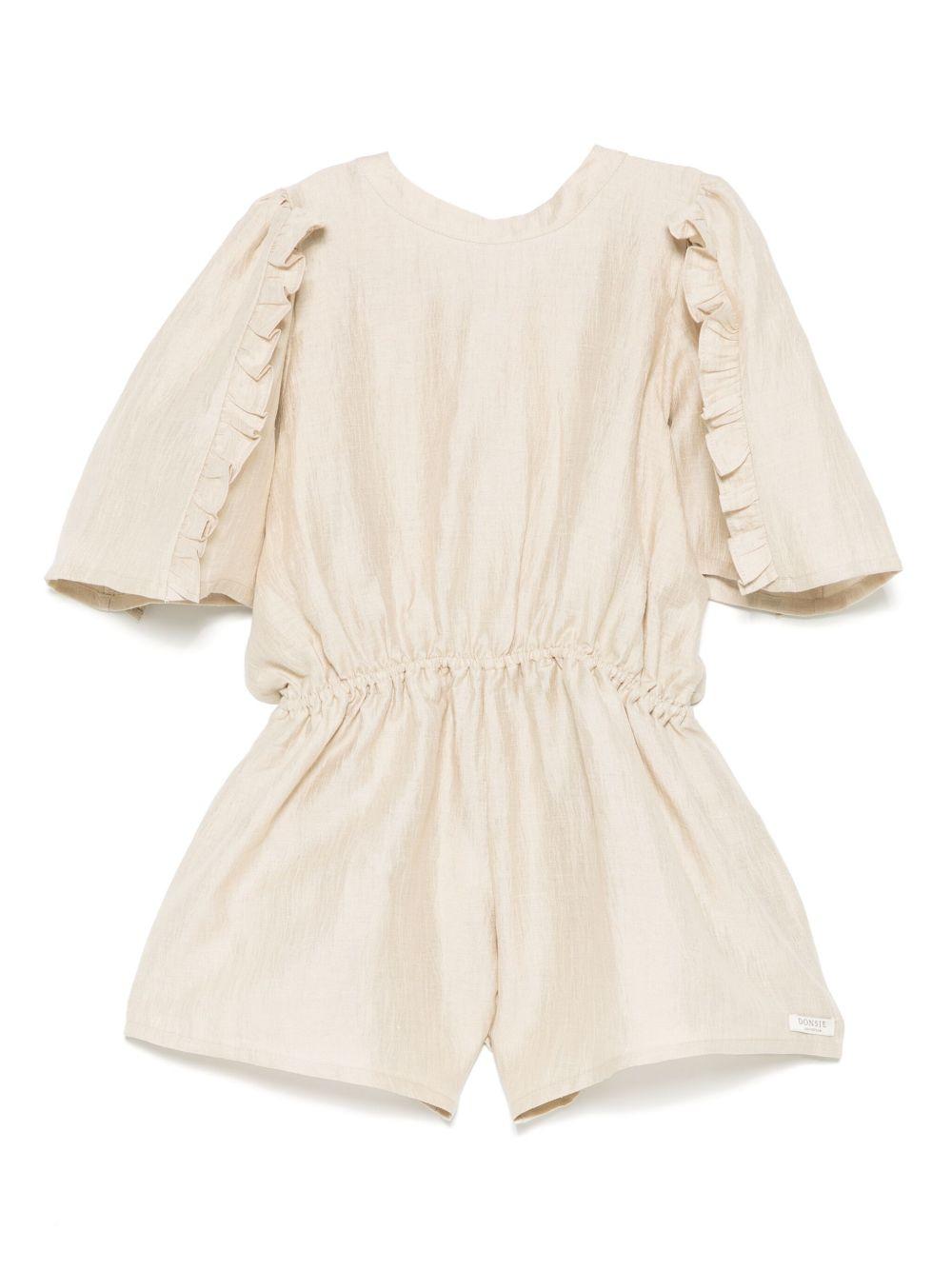 Tuta corta per bambina Donsje Femmie beige con dettagli con ruches 4092200 00007 DONSJE 