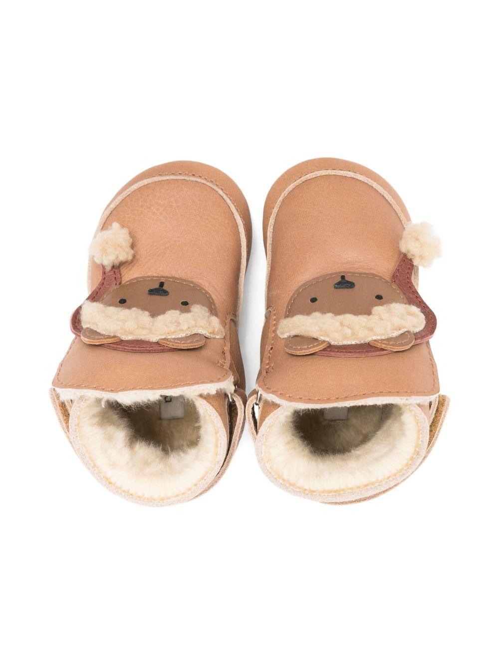 Scarpine per neonati Donsje beige con applicazione orso di Natale 1035707 LE19S DONSJE 