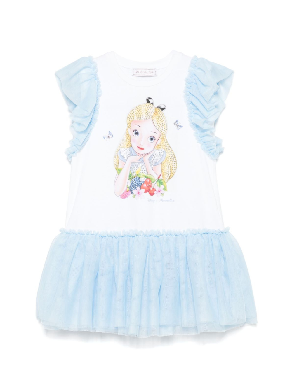 Abito per bambina Monnalisa bianco con stampa Alice x Disney 19E918 5001 9952 MONNALISA 