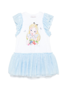 Abito per bambina Monnalisa bianco con stampa Alice x Disney 19E918 5001 9952 MONNALISA 