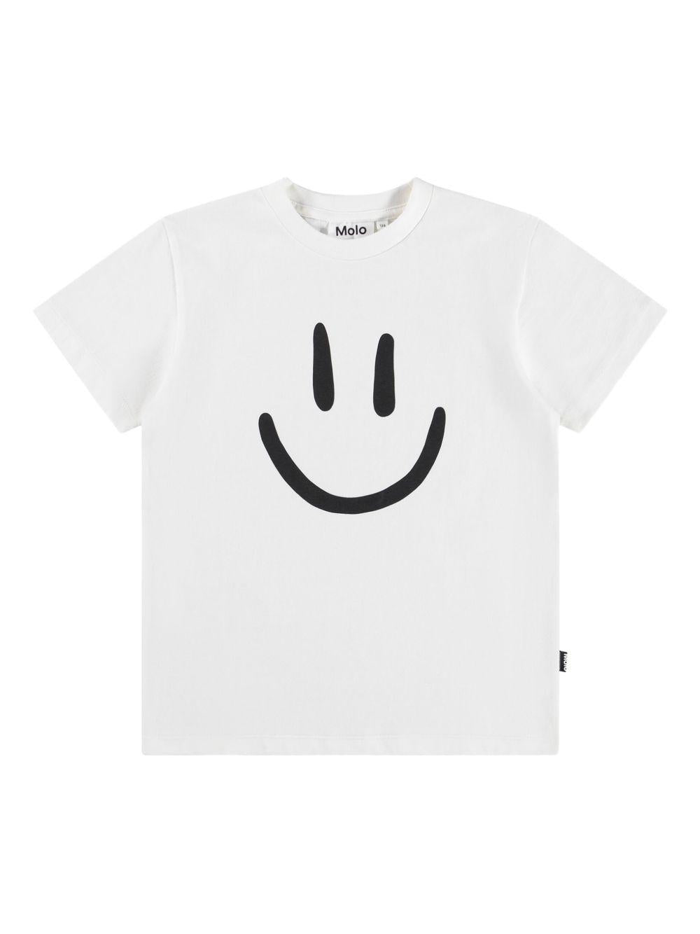 T-shirt per bambino Molo bianco in jersey con stampa smile 6W25A201 5474 MOLO 