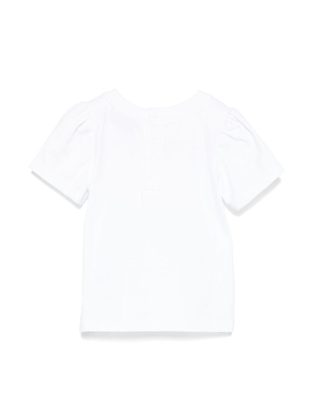 T-shirt con stampa per neonato Moschino Kids bianco con girocollo MDM03MLBA10 10101 MOSCHINO KIDS 