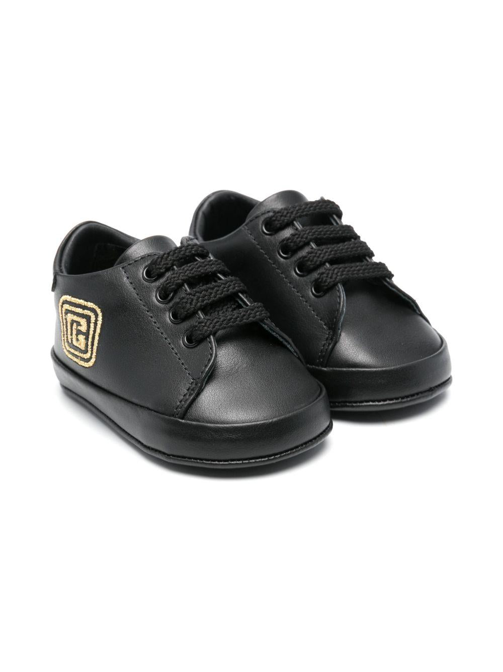 Sneakers primi passi per neonato Balmain Kids nero con logo ricamato BW0566 Y0051 930OR BALMAIN KIDS 