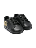 Sneakers primi passi per neonato Balmain Kids nero con logo ricamato BW0566 Y0051 930OR BALMAIN KIDS 
