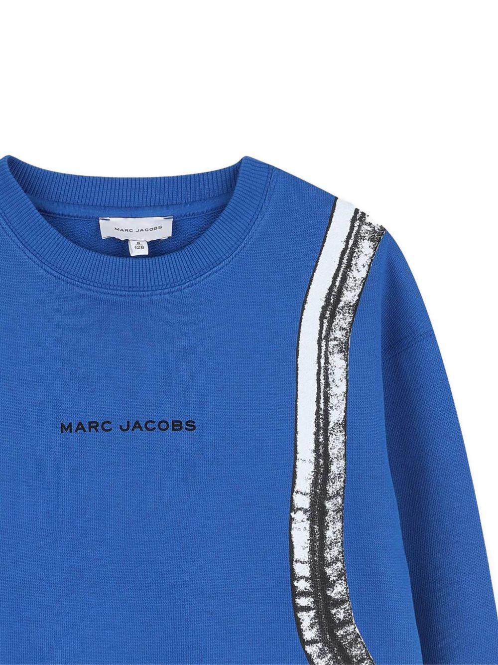 Felpa per bambino Marc Jacobs Kids blu con stampa grafica zaino W60698 872 THE MARC JACOBS KIDS 