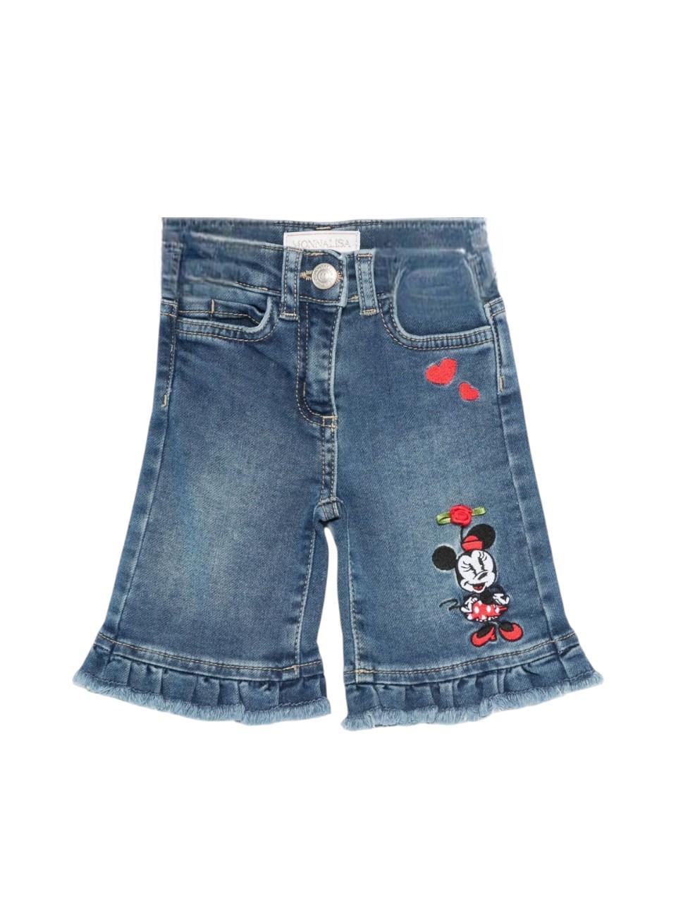 Shorts per neonata Monnalisa denim con ricamo di Minnie Mouse 39F406 6043 0055 MONNALISA 