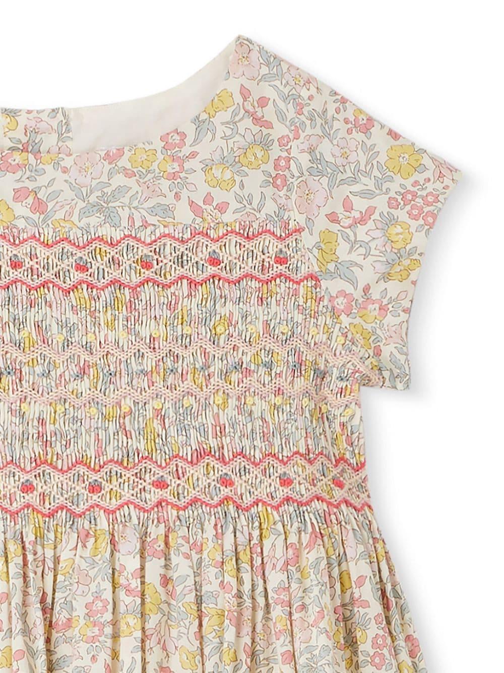 Abito in duchesse di cotone stampa floreale per bambina Bonpoint multicolor con girocollo P04GDRW00005 520 BONPOINT 