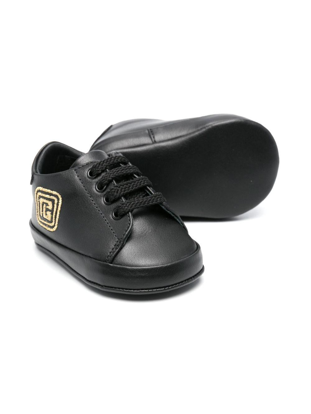 Sneakers primi passi per neonato Balmain Kids nero con logo ricamato BW0566 Y0051 930OR BALMAIN KIDS 