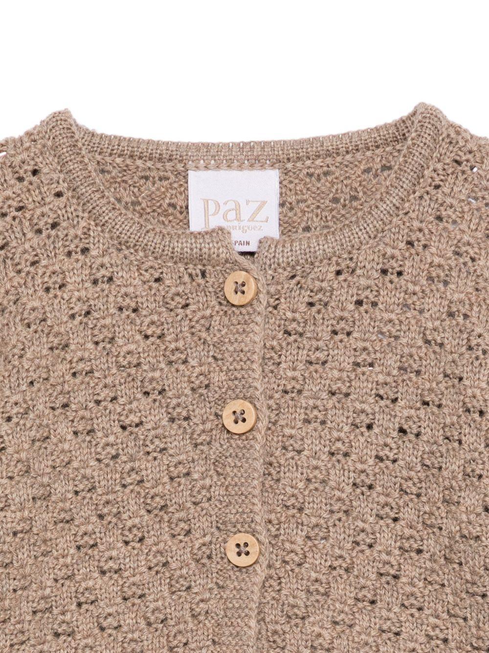 Cardigan per neonata Paz Rodríguez beige con orlo arricciato 001-112973 69 H56 PaZ RODRIGUEZ 