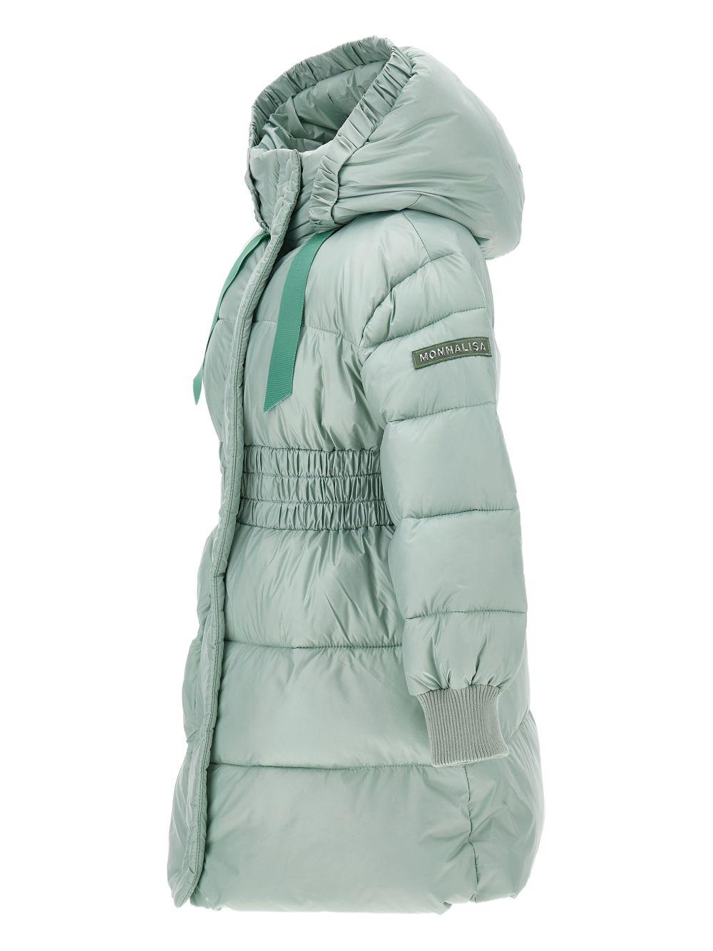 Piumino per bambina Monnalisa verde menta con cappuccio 17F102 6021 0024 MONNALISA 