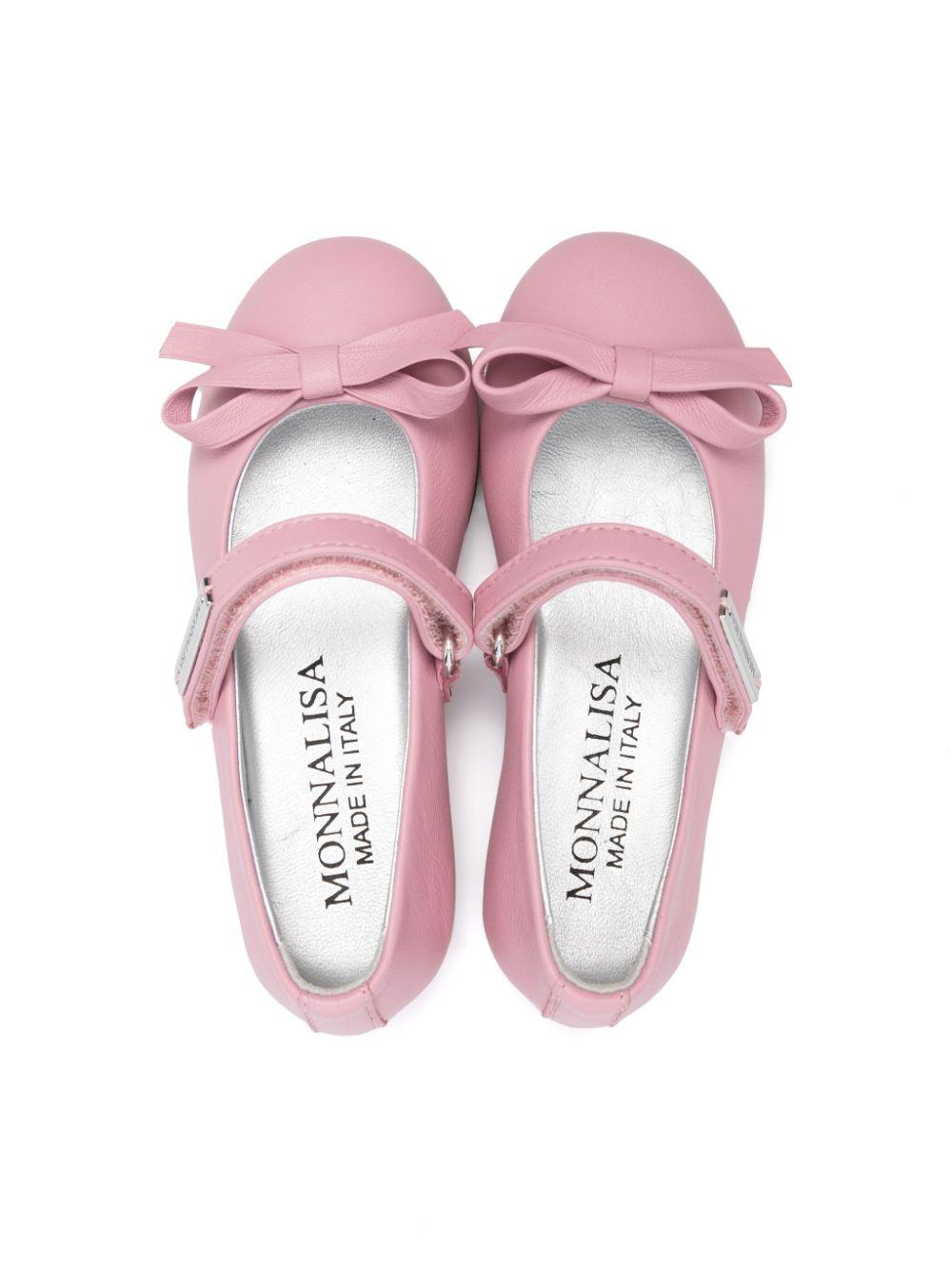 Ballerine per bambina Monnalisa rosa in pelle con chiusura frontale a strappo 8CE000 5730 0090 MONNALISA 