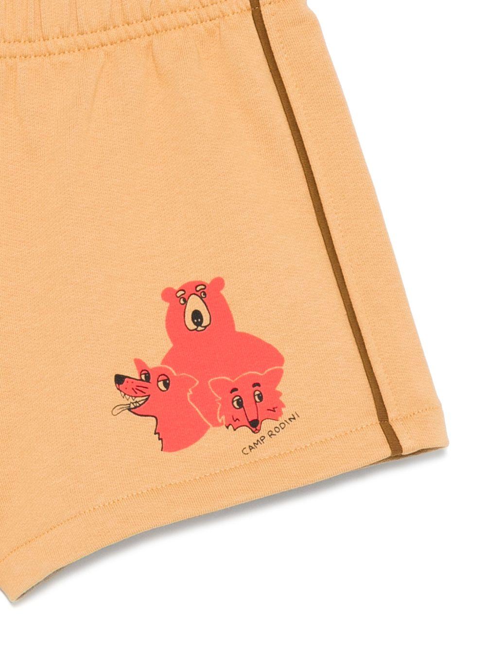 Shorts per bambina Mini Rodini beige con stampa grafica sul davanti 2563010013 BEIGE MINI RODINI 