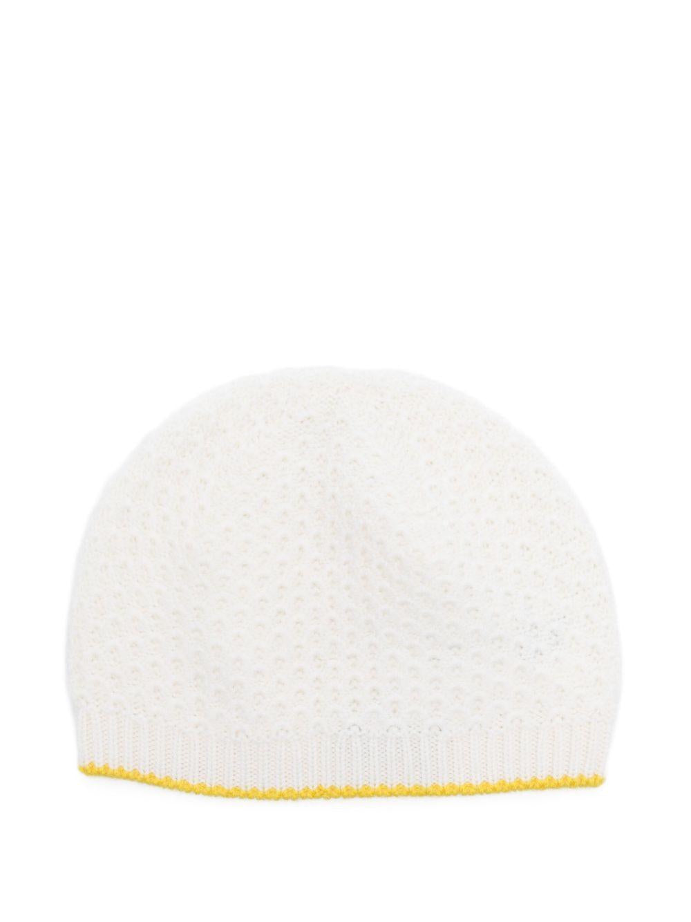 Berretto per neonati Gensami Kids bianco con finiture testurizzate CAP-APE-WE OFF WHITE GENSAMI 