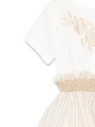 Abito per bambina Monnalisa bianco con dettagli ruches e lurex 71E954RM 5903 0170 MONNALISA 