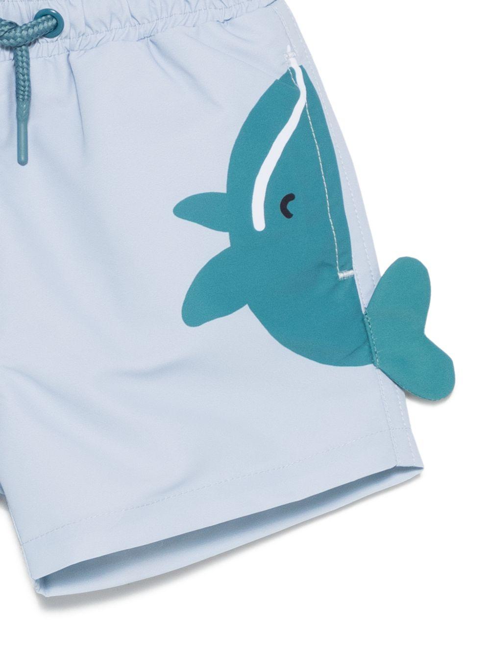 Costume per neonato Stella McCartney Kids azzurro con stampa grafica balene TYC559 Z0433 685 STELLA McCARTNEY KIDS 