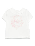 T-shirt per neonata Fendi Kids con stampa logo sul davanti e colletto classico BFI164 7AJ F1RAV FENDI KIDS 