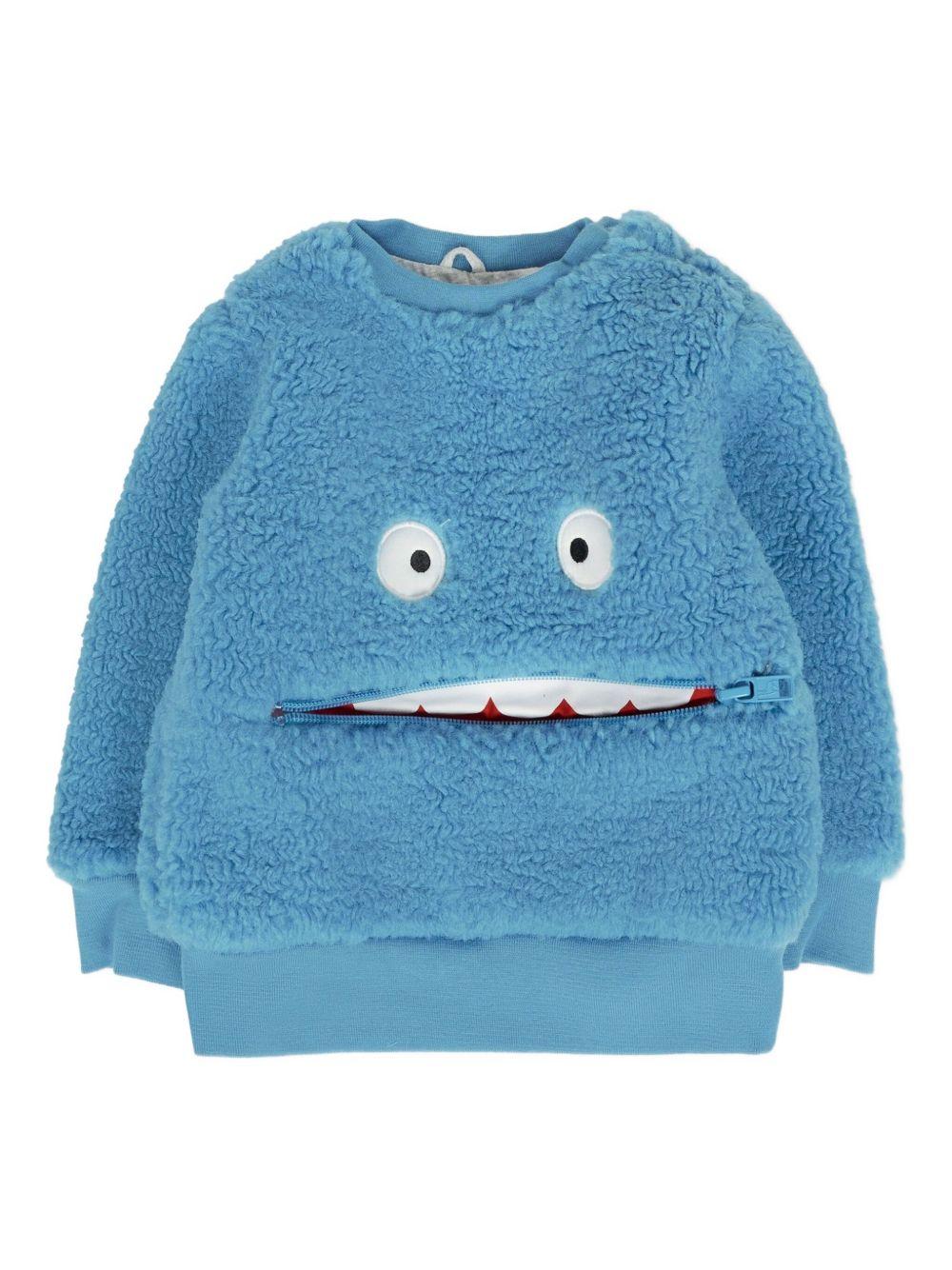 Felpa per neonato Stella McCartney Kids blu con texture teddy in pile TX4570 Z0624 606 STELLA McCARTNEY KIDS 