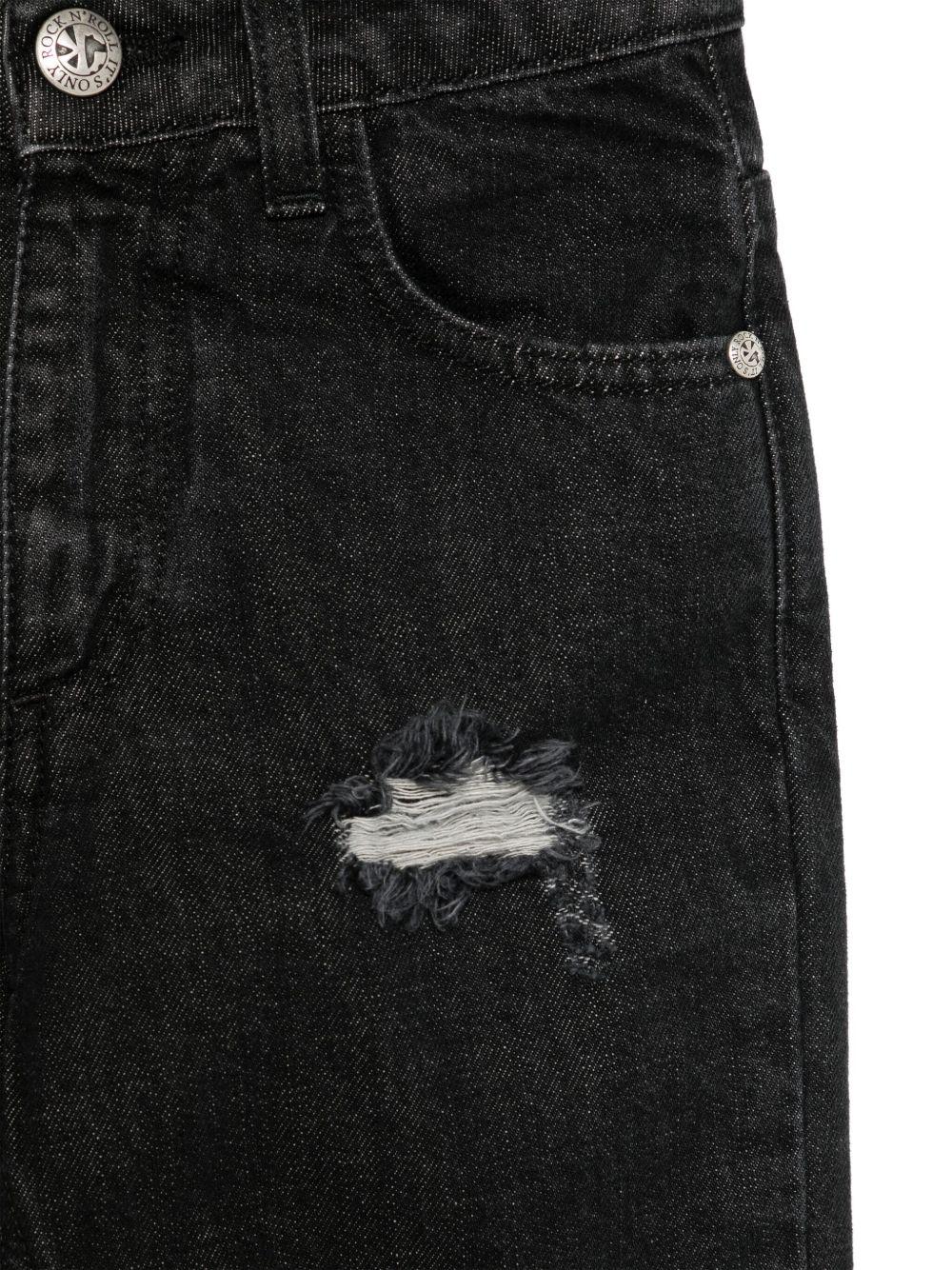 Jeans dritti con effetto vissuto per bambino John Richmond Junior nero con passanti RBP25181JE DENIM BLACK JOHN RICHMOND JUNIOR 